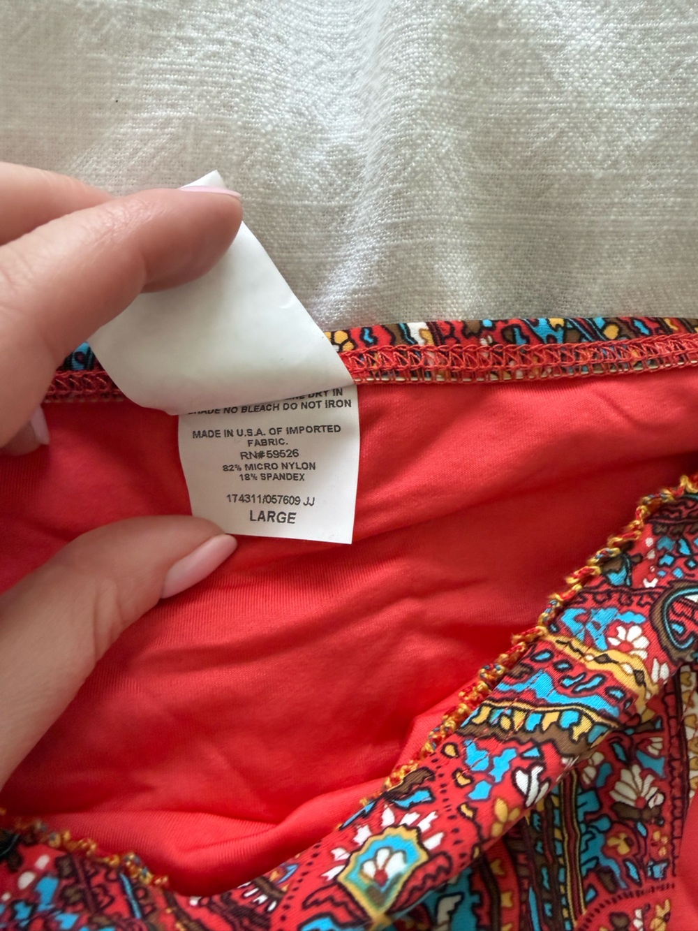 Lucky Brand Red Paisley Tie-Side Bikini Bottom Size Large - Picture 3 of 5